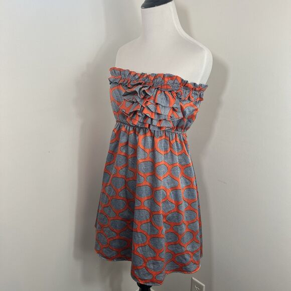 Judith March Dress Size S For Anthropologie Strapless Taffeta Ruffles Y2K 2000’s - Picture 3 of 9